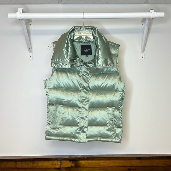 Talbots Jackets & Blazers - Talbots Green Satin Down Puffer Vest- MP